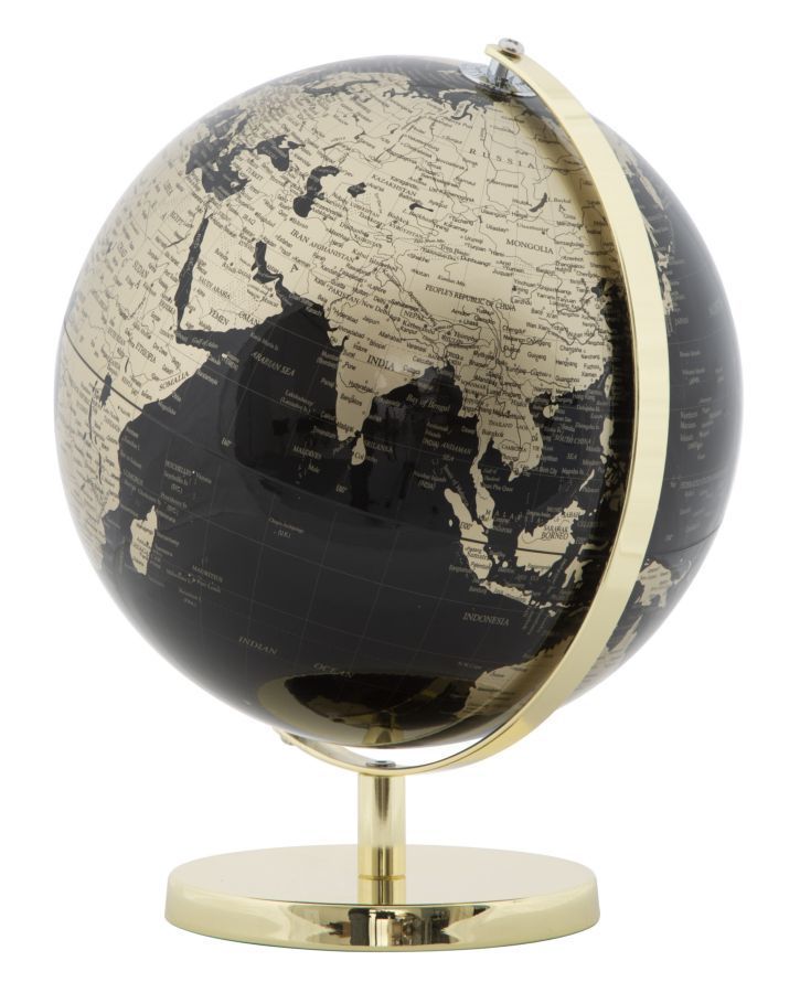 Asztali dekoráció, földgömb 34 cm, fekete arany - globe - butopêa